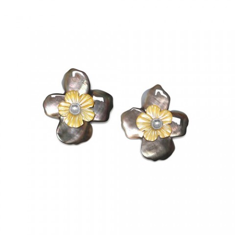 Серьги из жемчуга, черного и золотого перламутра FLEURS DE NACRE 12--74396