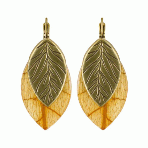 Серьги из нефрита и авантюрина FORET ENCHANTEE dried leaf french hooks