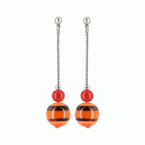 Серьги из нефрита и эбенового дерева CANNELLE hanging beads earrings