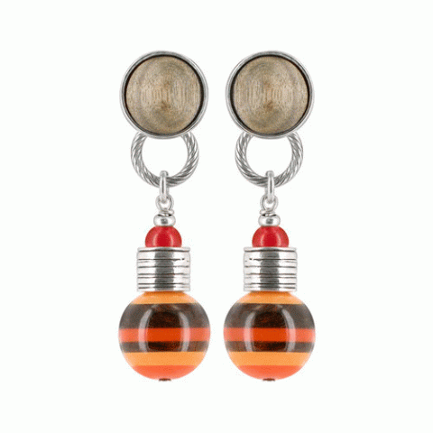 Серьги из нефрита и эбенового дерева CANNELLE bulb earrings