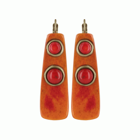 Серьги из золотого рога и коралла Talamanca orange