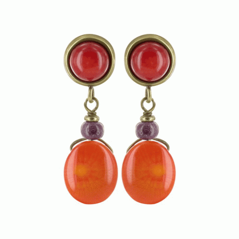 Серьги из золотого рога и коралла Talamanca orange coral