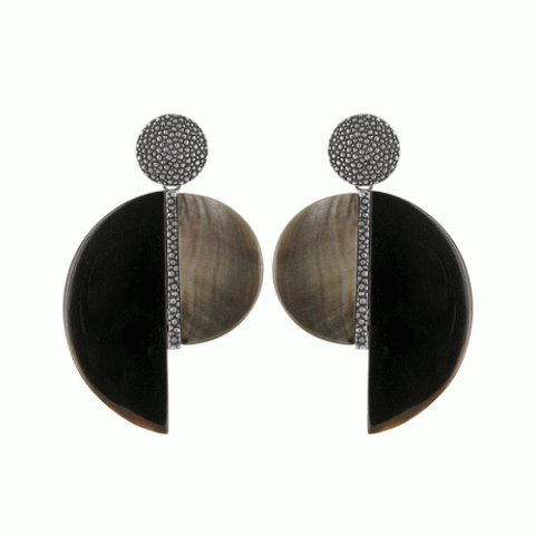 Серьги из таитянского черного перламутра Shagreen large