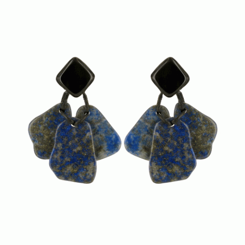 Серьги из ляписа и полированного рога Lapis