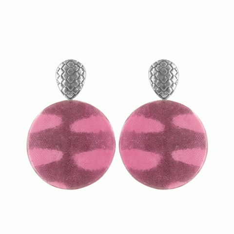 Серьги из змеиной кожи Manasa large pink