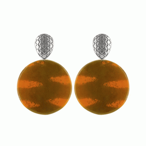 Серьги из змеиной кожи Manasa large orange 