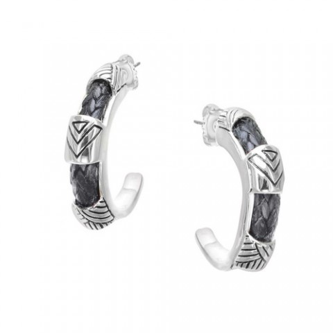 Серьги TAARNA thin creoles metal center / black 12-26660B