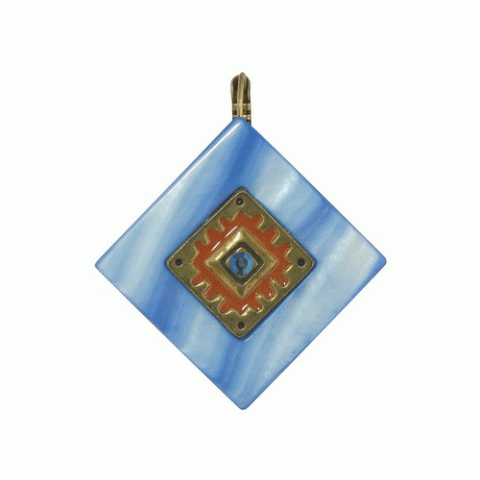 Серьги из содалита и красного авантюрина BELIZE blue MOP square FH