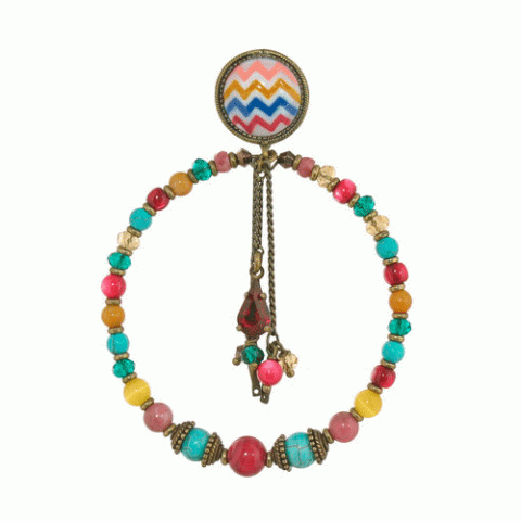 Серьги из агата, перламутра и родонита VIBRATION XL "gipsy" post ER