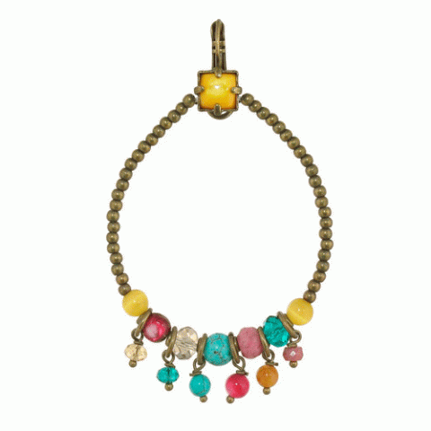 Серьги из агата, перламутра и родонита VIBRATION "gipsy" french hooks