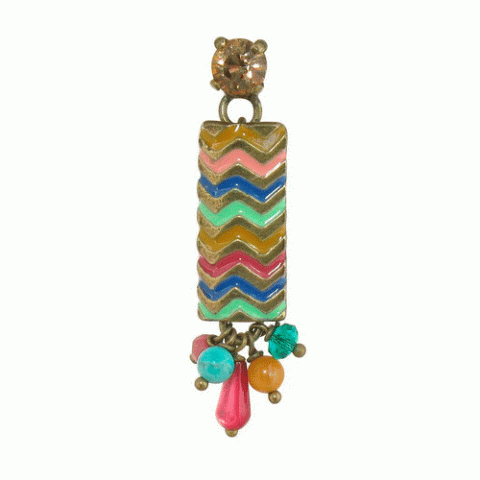 Серьги из агата, перламутра и родонита VIBRATION rectangular post ER + dangles