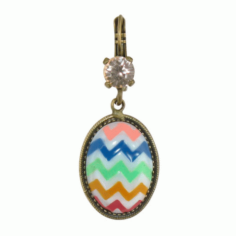 Серьги из агата, перламутра и родонита VIBRATION oval french hook w/ strass