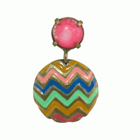 Серьги из агата, перламутра и родонита VIBRATION round post ER w/ "fuschia" top