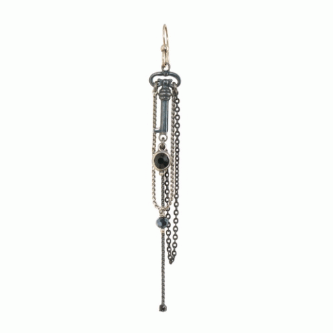 Серьги из оникса, астрофилита и нефрита PRETTY LADY long hooks w/ key