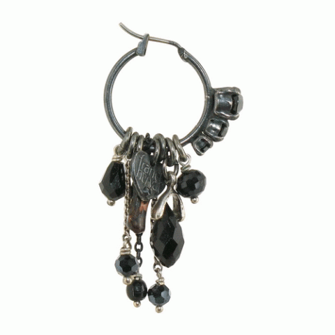 Серьги из оникса, астрофилита и нефрита PRETTY LADY multidangles small creoles 