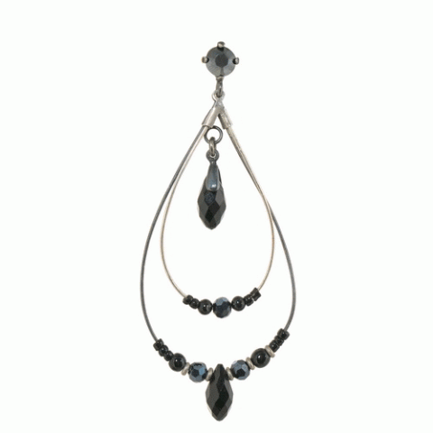 Серьги из оникса, астрофилита и нефрита PRETTY LADY post ER w/ 2 drops