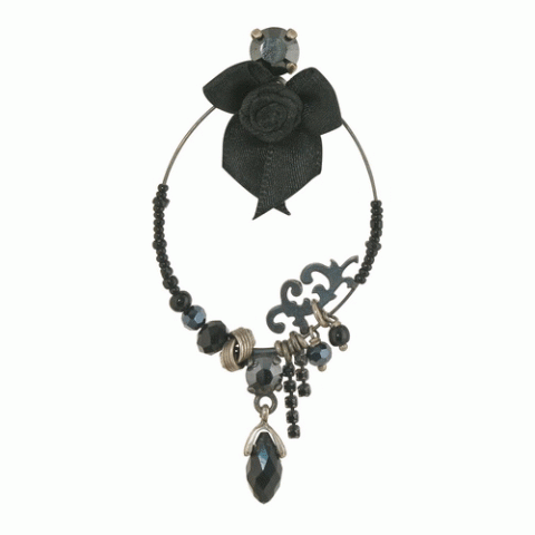 Серьги из оникса, астрофилита и нефрита PRETTY LADY gipsy ER w/ satin ribbon