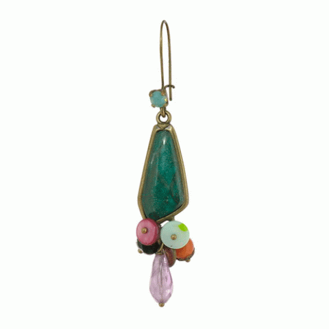 Серьги из аметиста, цитрина и нефрита SAUVAGE green & dangles hook ER