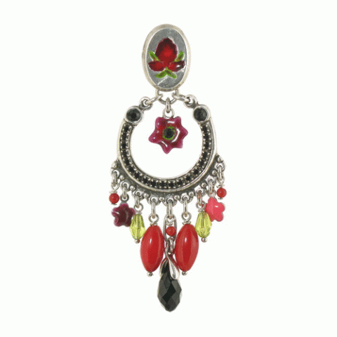 Серьги из коралла и розового перламутра JOLIE FLEUR "gipsy" post ER