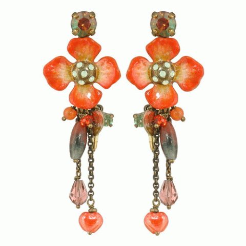 Серьги из розового перламутра и авантюрина CAPUCINE flower & dangles post ER