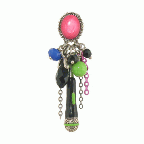 Серьги из оникса и астрофилита GLAM ROCK microphone post ER
