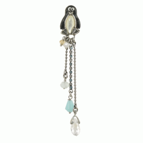 Серьги из горного хрусталя и халцедона BANQUISE penguin post ER w/ chains