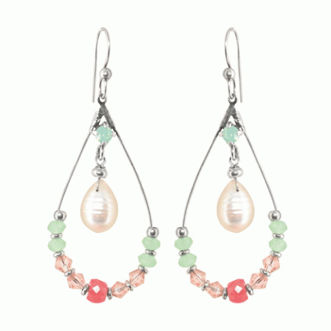 Серьги из перламутра и коралла JARDIN ANGLAIS drop hooks