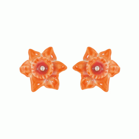 Серьги из розового нефрита и стекляруса ECHAPPEE BUCOLIQUE orange flower post ER