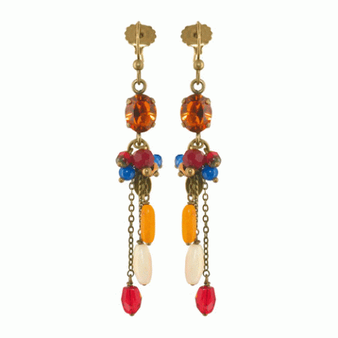 Серьги из эбенового дерева и кости буйвола SOLEIL DU BURKINA oval Swaro & dangles