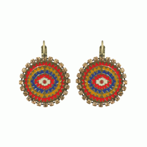 Серьги из эбенового дерева и кости буйвола SOLEIL DU BURKINA multi strass round FH 