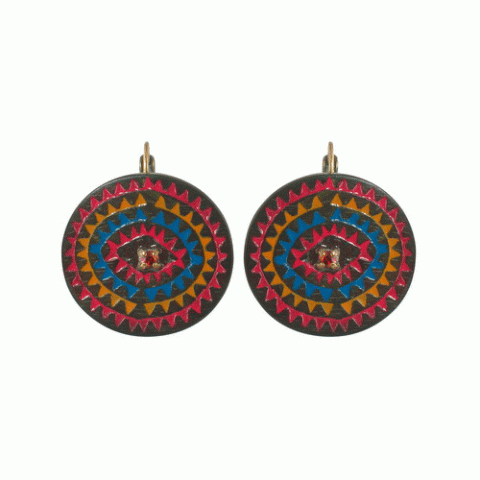 Серьги из эбенового дерева и кости буйвола SOLEIL DU BURKINA round ebony french hooks