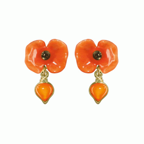 Серьги из розового перламутра и коралла COLCHIC flower & drop post ER 