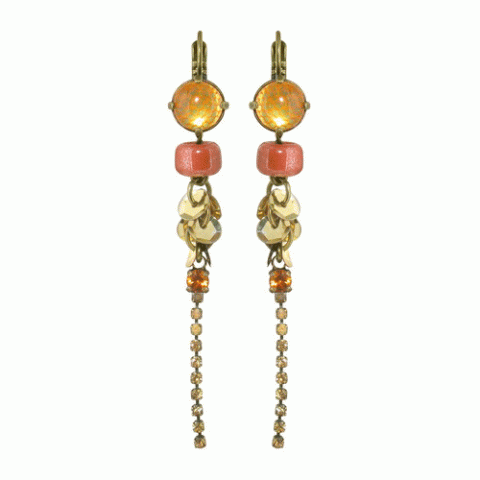 Серьги из стекляруса и ракушки кумаси MESANGE ROUSSE  chain w/ strass french hooks