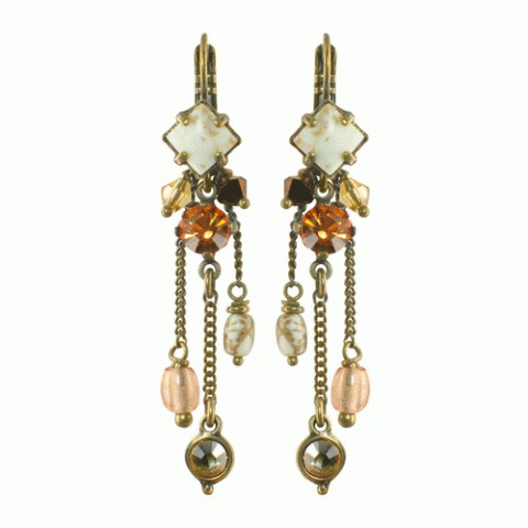 Серьги из стекляруса и ракушки кумаси MESANGE ROUSSE multi chains french