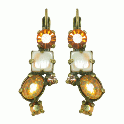Серьги из стекляруса и ракушки кумаси MESANGE ROUSSE 5 elements french