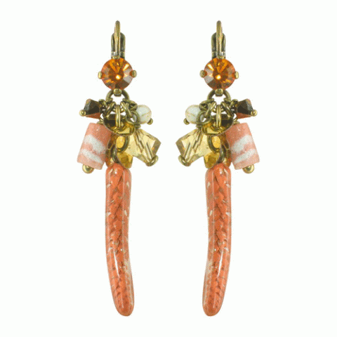 Серьги из стекляруса и ракушки кумаси MESANGE ROUSSE Swaro top FH