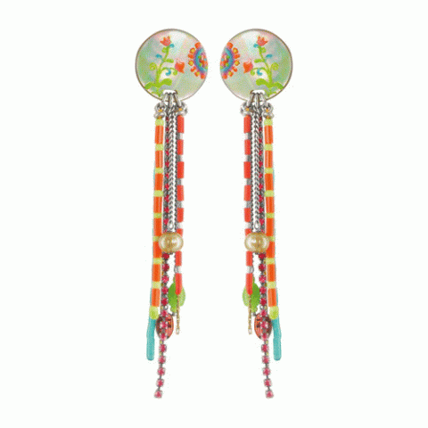 Серьги из говлита и нефрита GIPSY long multi rows 