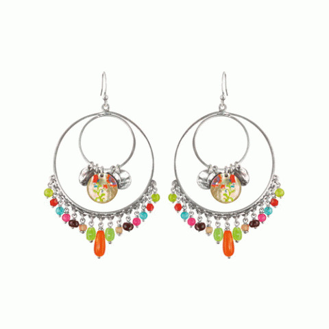 Серьги из говлита и нефрита GIPSY double ring XL ER 