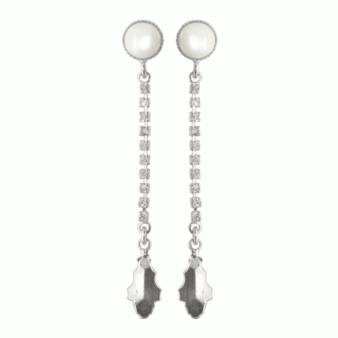 Серьги из перламутра и горного хрусталя DAME BLANCHE long chain ER