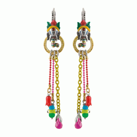 Серьги из нефрита и коралла MAHARANIS