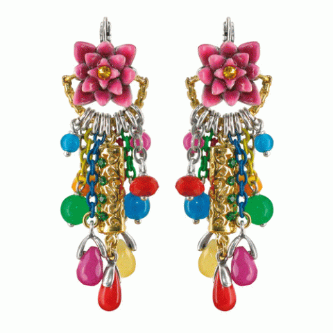 Серьги из нефрита и коралла MAHARANIS multidangles lotus