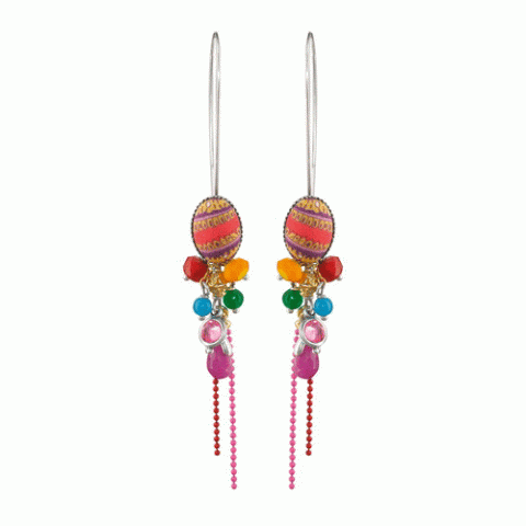 Серьги из нефрита и коралла MAHARANIS multibeads XL hooks