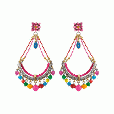 Серьги из нефрита и коралла MAHARANIS "U" post ER
