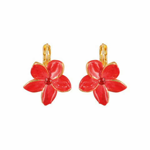 Серьги из коралла и кристаллов Сваровски CAPRI flower french hooks