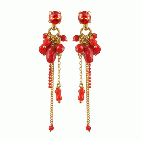 Серьги из коралла и кристаллов Сваровски CAPRI Swaro top grape ER