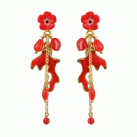 Серьги из коралла и кристаллов Сваровски CAPRI post ER w/ flower top
