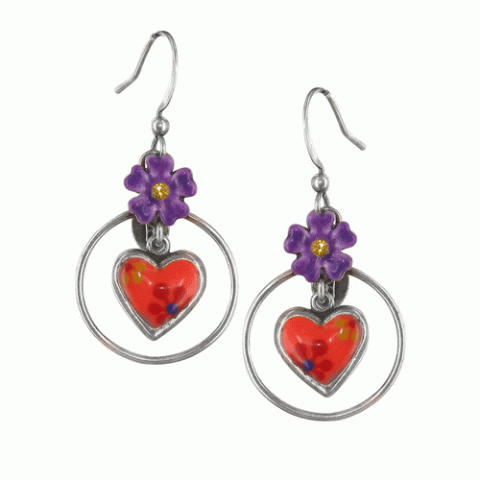 Серьги из коралла и нефрита Prince violet flower