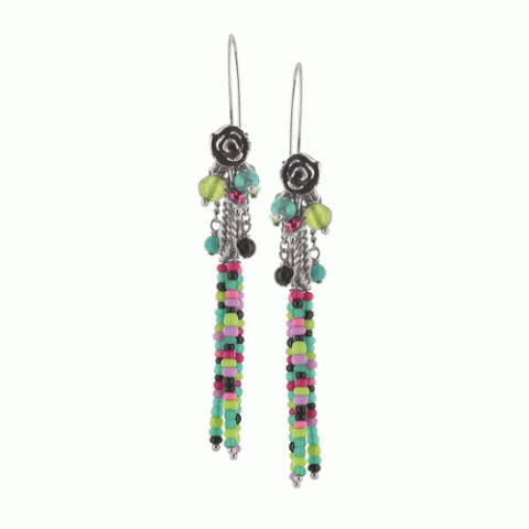 Серьги из аметиста и малахита Liberty Chere 3 sticks 