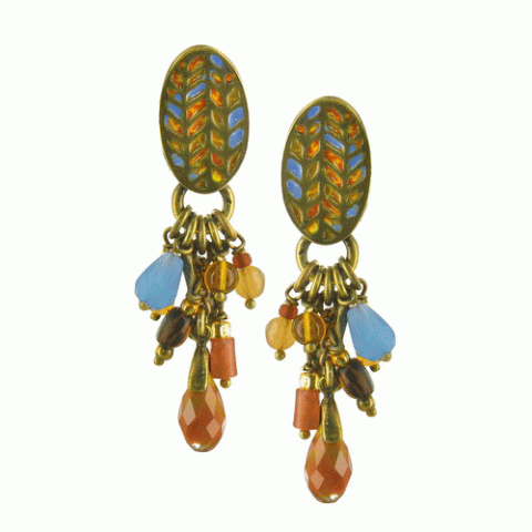Серьги из тигрового глаза и джаспера Salonga multidangles
