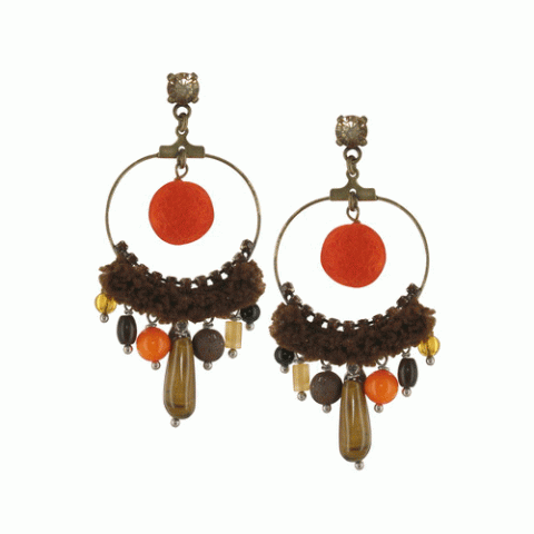 Серьги из тигрового глаза и лавы Mon I Doll CELINE gipsy